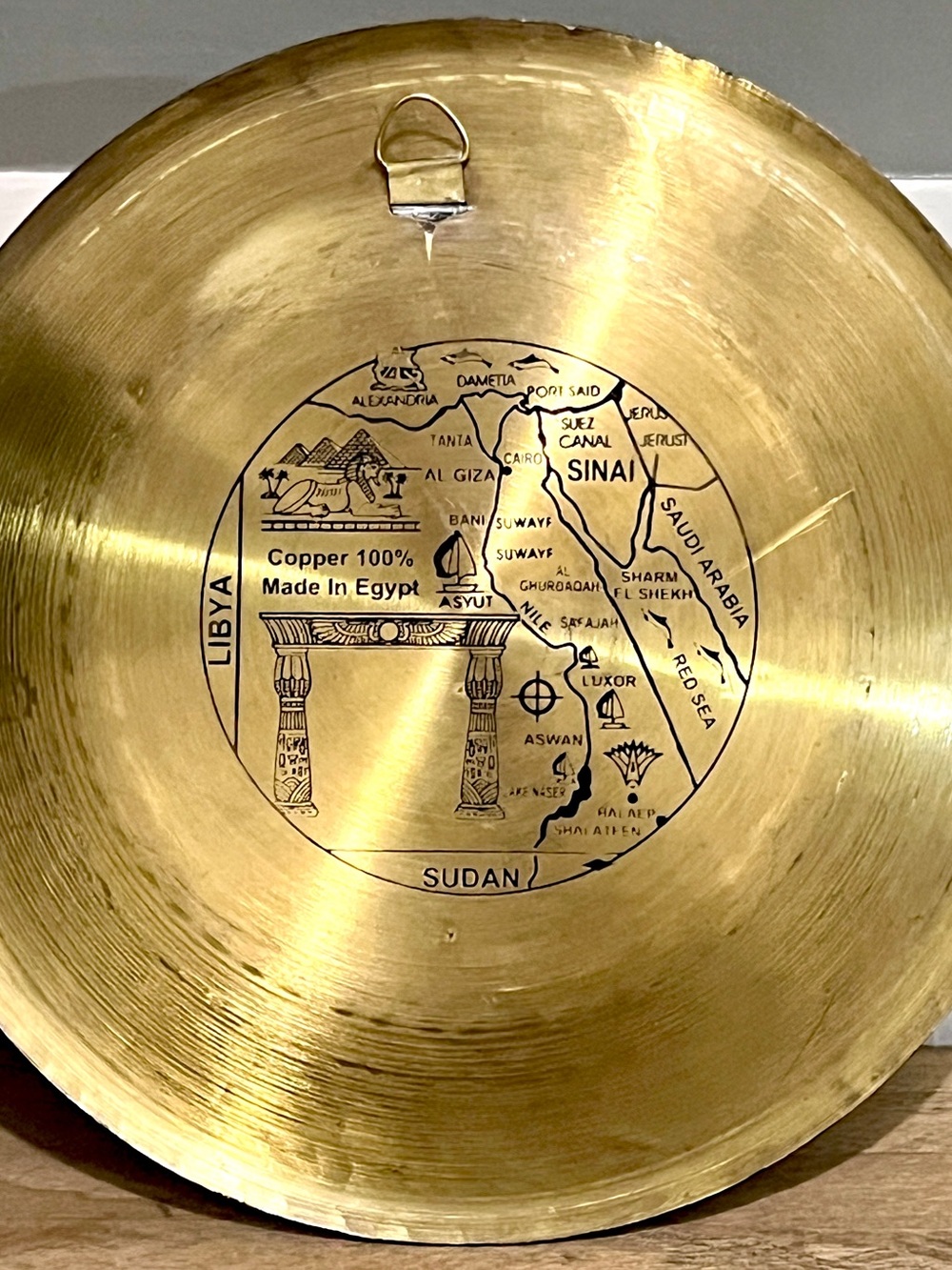 Vintage Handcrafted 100% Copper Egypt Souvenir Wall Map Plate 8” - Picture 4 of 5